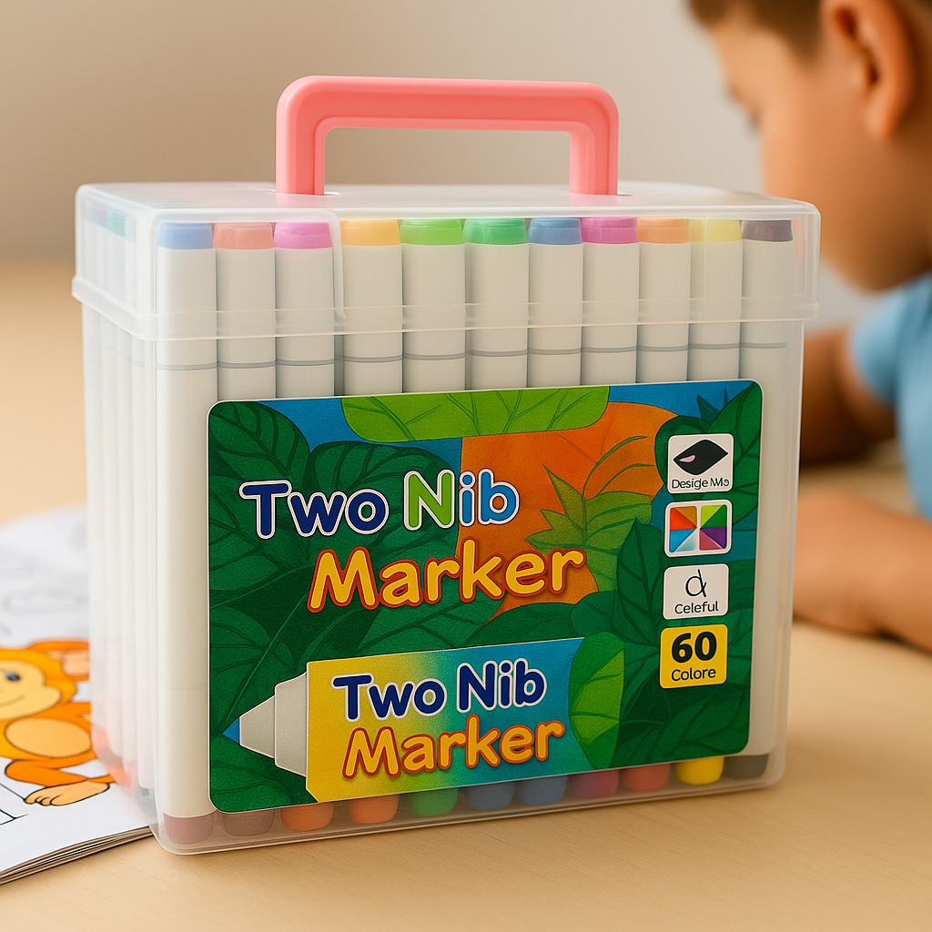 Premium dual-tip markeri – 60 boja (kosi + tanki)
