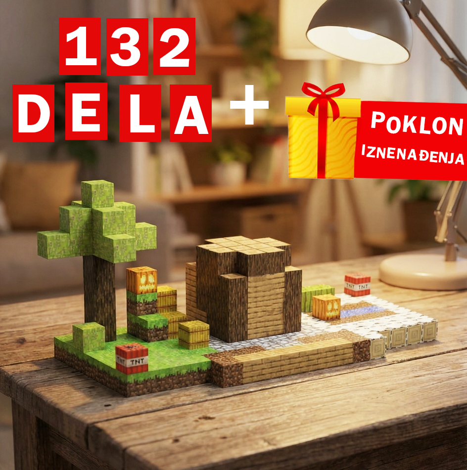 Minecraft Magnetne Kocke 132 dela + Poklon Igračka