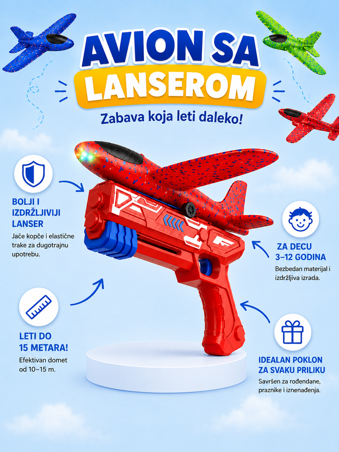 Avion od pene sa lanserom