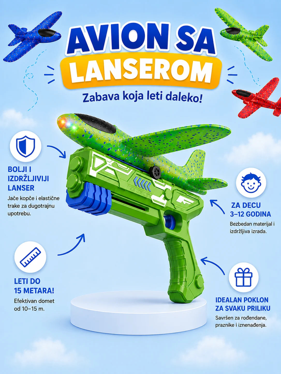 Avion od pene sa lanserom