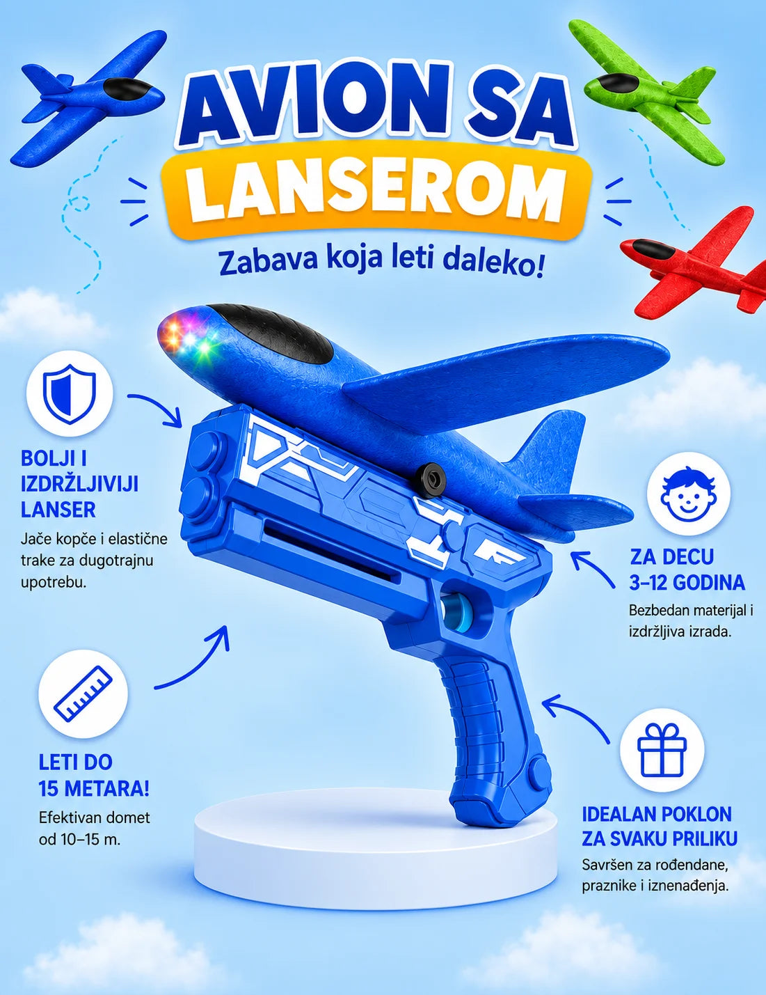 Avion od pene sa lanserom