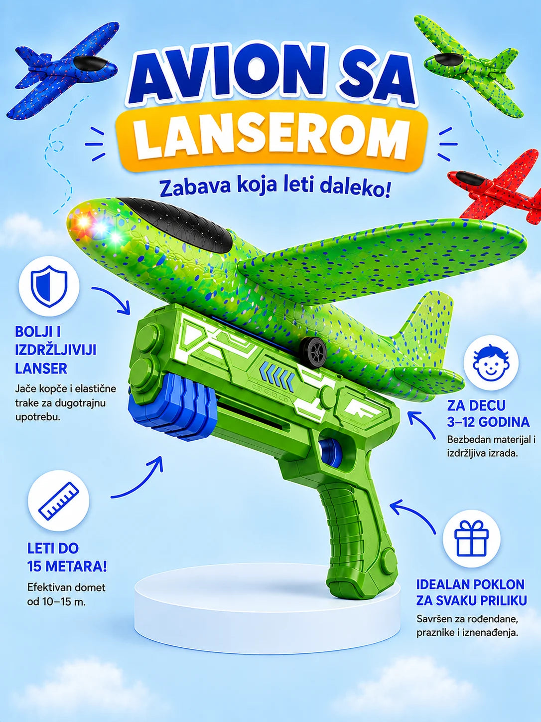 Avion od pene sa lanserom